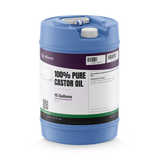 100% pure castor oil in a blue 15-gallon plastic carboy with top handle and white cap, Alliance Chemical