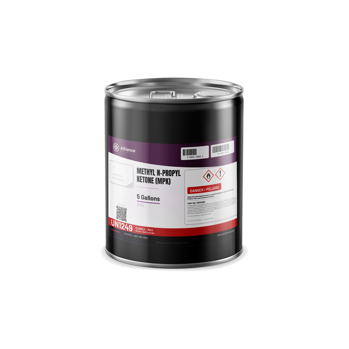 Methyl n-propyl ketone technical grade in a 5-gallon metal pail from Alliance Chemical for precision surface cleaning