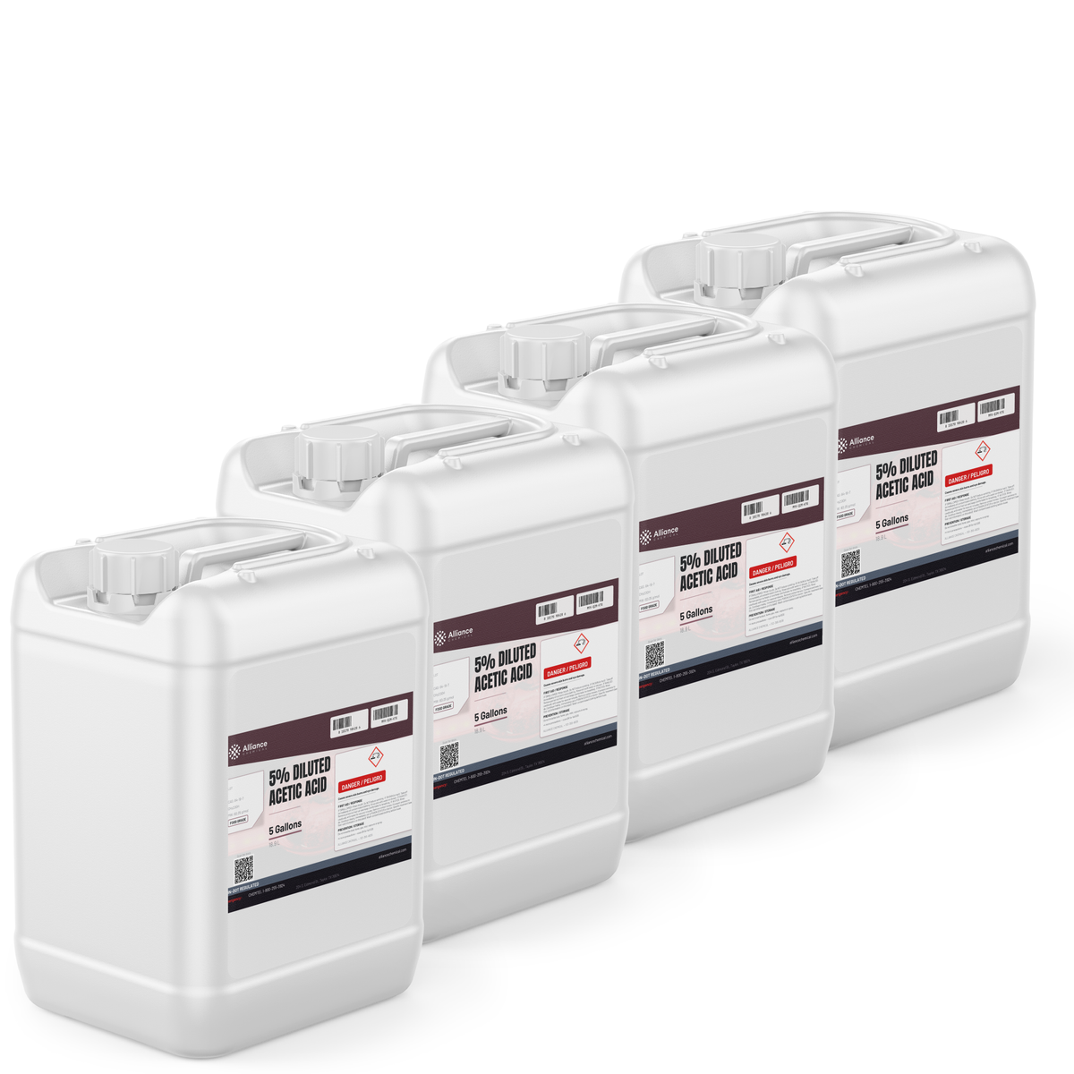 5% diluted acetic acid food grade in four 5-gallon jerry cans, Alliance Chemical