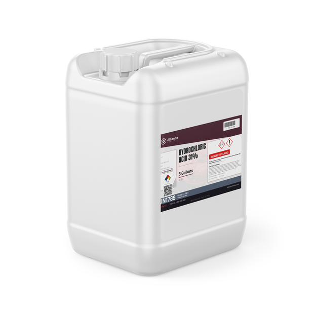 Hydrochloric Acid 31% ACS Reagent Grade in a 5-gallon jerry can from Alliance Chemical