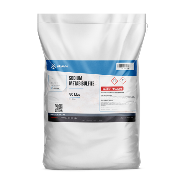 Sodium Metabisulfite Food Grade 50-lb bag for food processing and winemaking, Alliance Chemical