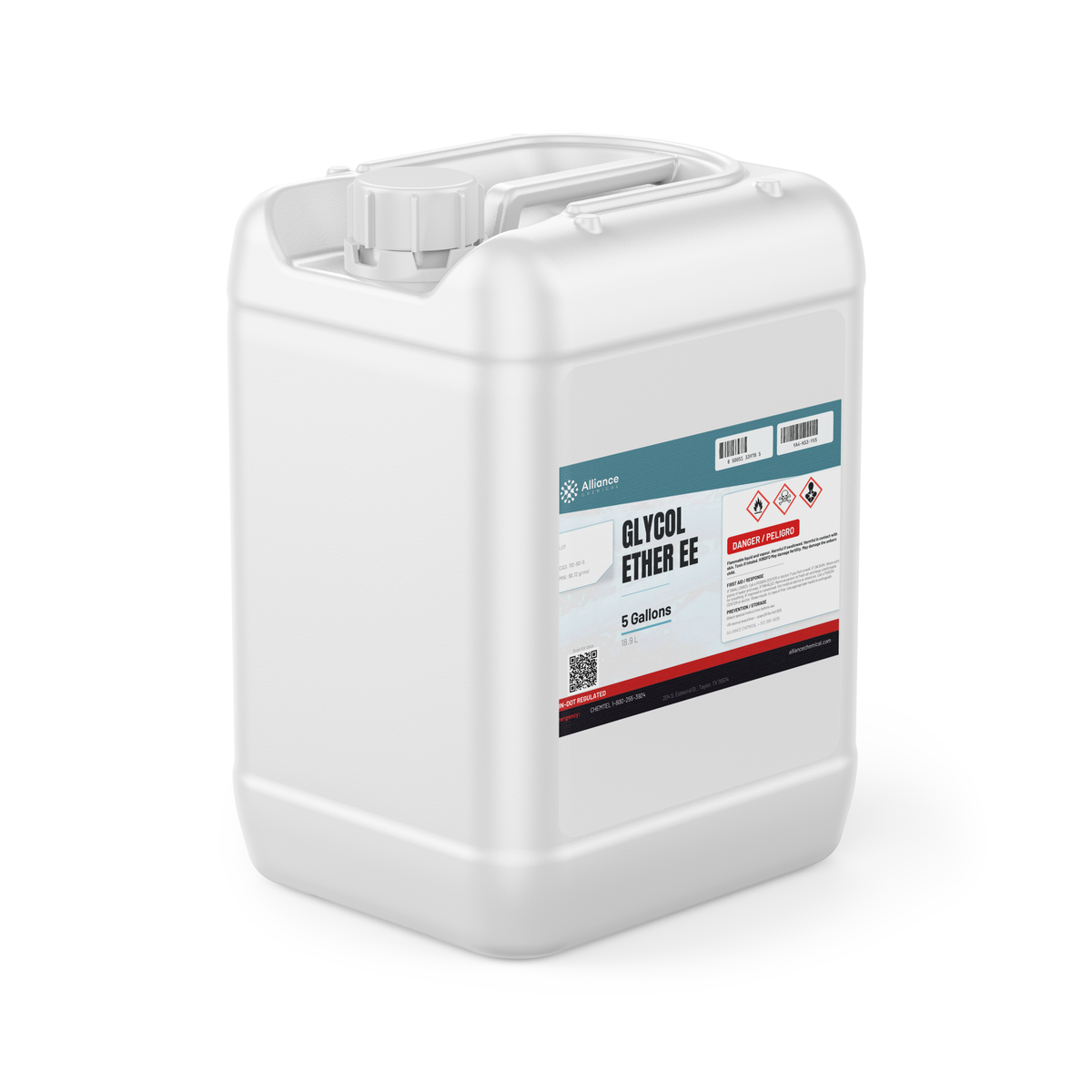 Glycol Ether EE Technical Grade in a 5-gallon jerry can, Alliance Chemical for industrial coatings, lacquers, and degreasing