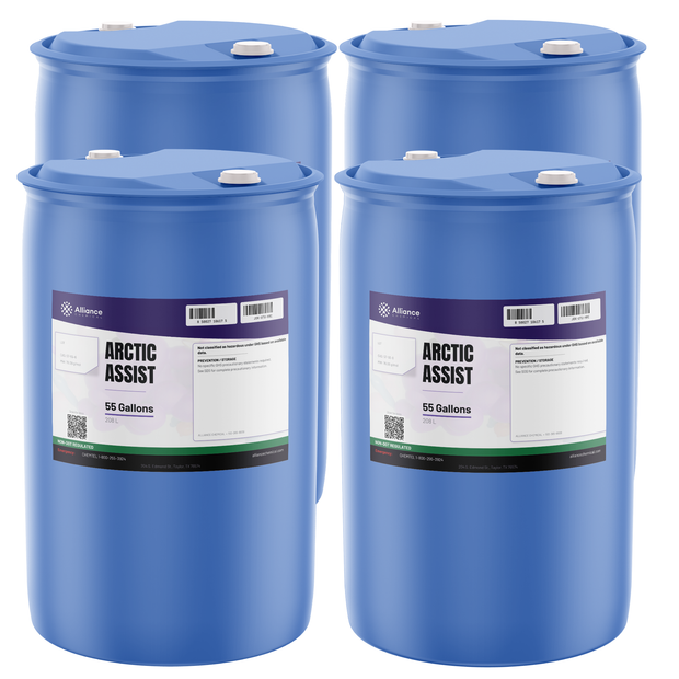 Arctic Assist Technical Grade in four 55-gallon blue plastic drums from Alliance Chemical