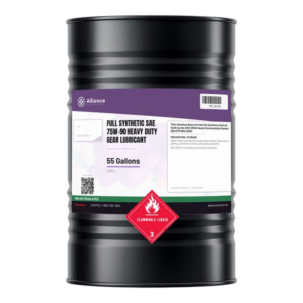 Full Synthetic SAE 75W-90 Heavy Duty Gear Lubricant in a 55-gallon drum, Alliance Chemical