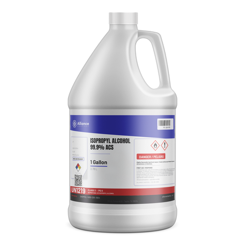 Isopropyl Alcohol 99.9% ACS Reagent Grade 1-gallon jug from Alliance Chemical for precision electronics cleaning