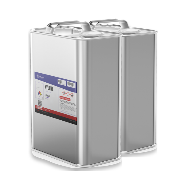 Xylene Technical Grade in two 1-quart metal cans from Alliance Chemical for paint thinning and degreasing