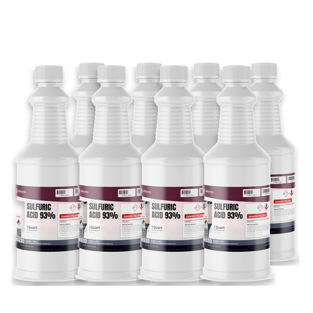 Sulfuric Acid 93% Technical Grade case of eight 1-quart plastic bottles, Alliance Chemical