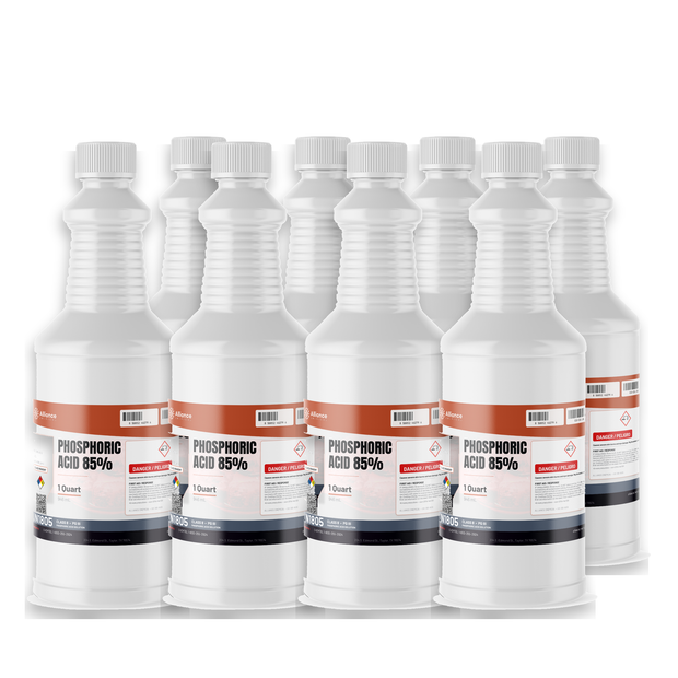 Phosphoric Acid 85% ACS Grade in eight 1-quart plastic bottles, Alliance Chemical for metal surface treatment