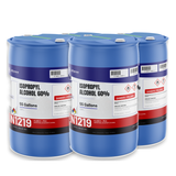Isopropyl Alcohol 60% Technical Grade in four blue 55-gallon plastic drums from Alliance Chemical