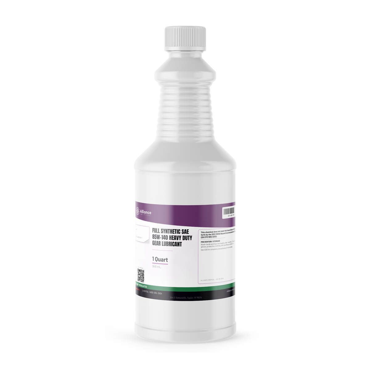 Full Synthetic SAE 85W-140 Heavy Duty Gear Lubricant, 1-quart plastic bottle, Alliance Chemical