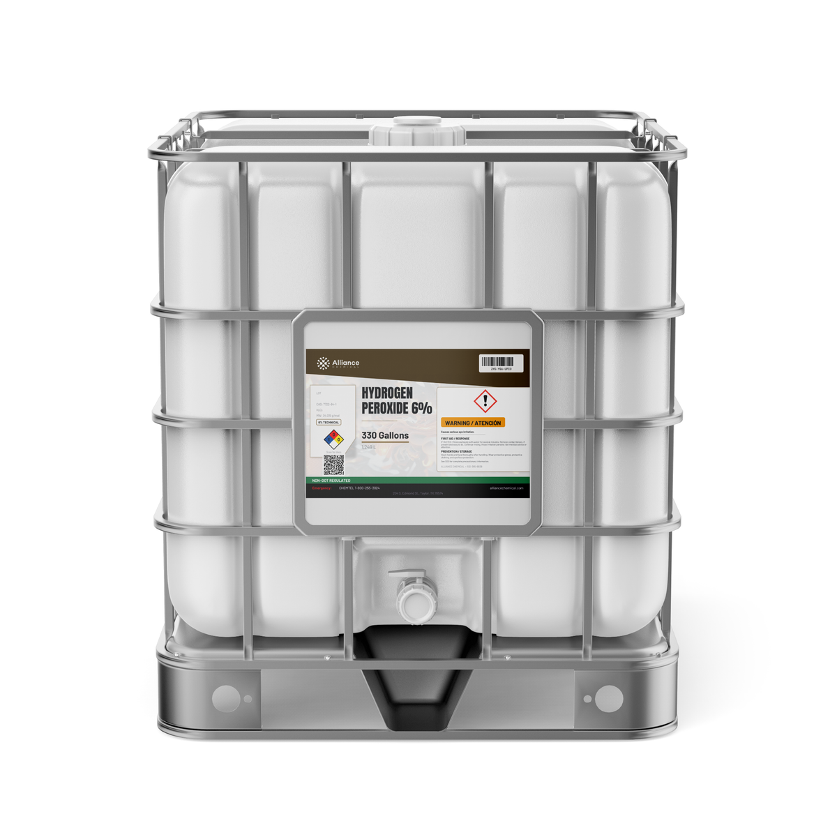 Hydrogen Peroxide 6% Technical Grade in a 330-gallon IBC tote, Alliance Chemical for water treatment and industrial cleaning
