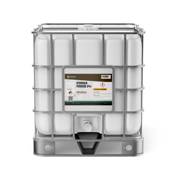 Hydrogen Peroxide 6% Technical Grade in a 330-gallon IBC tote, Alliance Chemical for water treatment and industrial cleaning