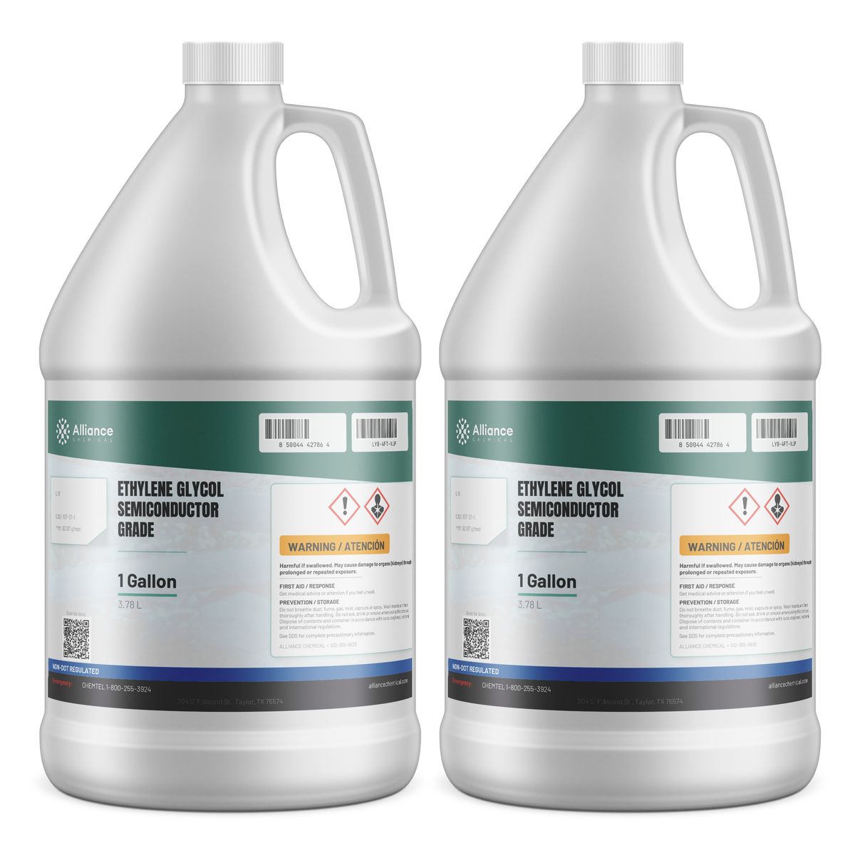Ethylene Glycol Semiconductor Grade packaged in two 1-gallon plastic jugs from Alliance Chemical