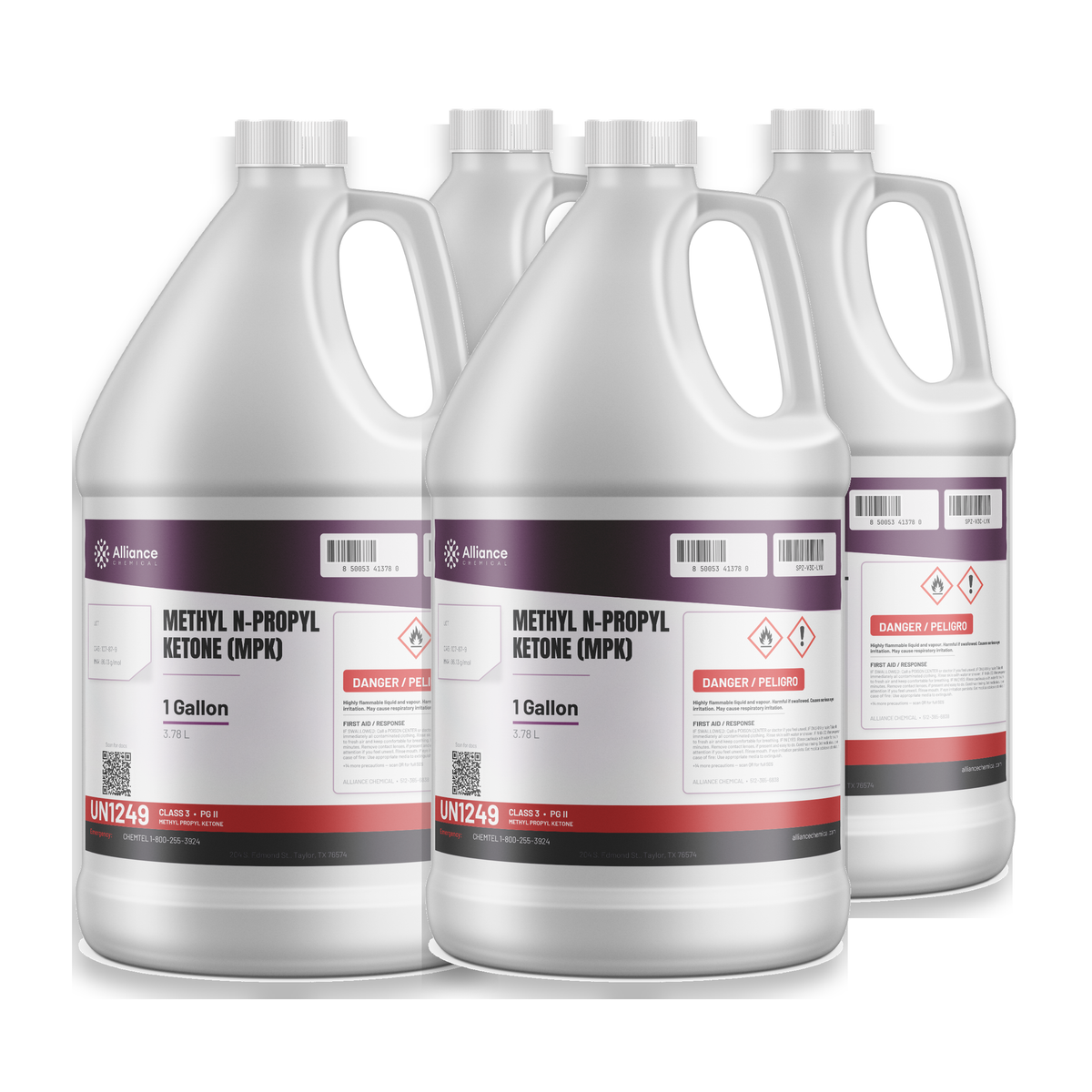 Methyl n-Propyl Ketone Technical Grade four 1-gallon plastic jugs for precision surface cleaning, Alliance Chemical