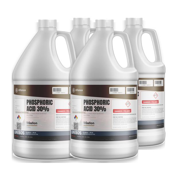 Phosphoric Acid 30% Technical Grade, case of four 1-gallon jugs for rust removal, Alliance Chemical