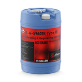 One 15-gallon HDPE drum of Alliance Chemical A-A-59601E Type III ACS Grade with a white cap and a blue integrated handle.
