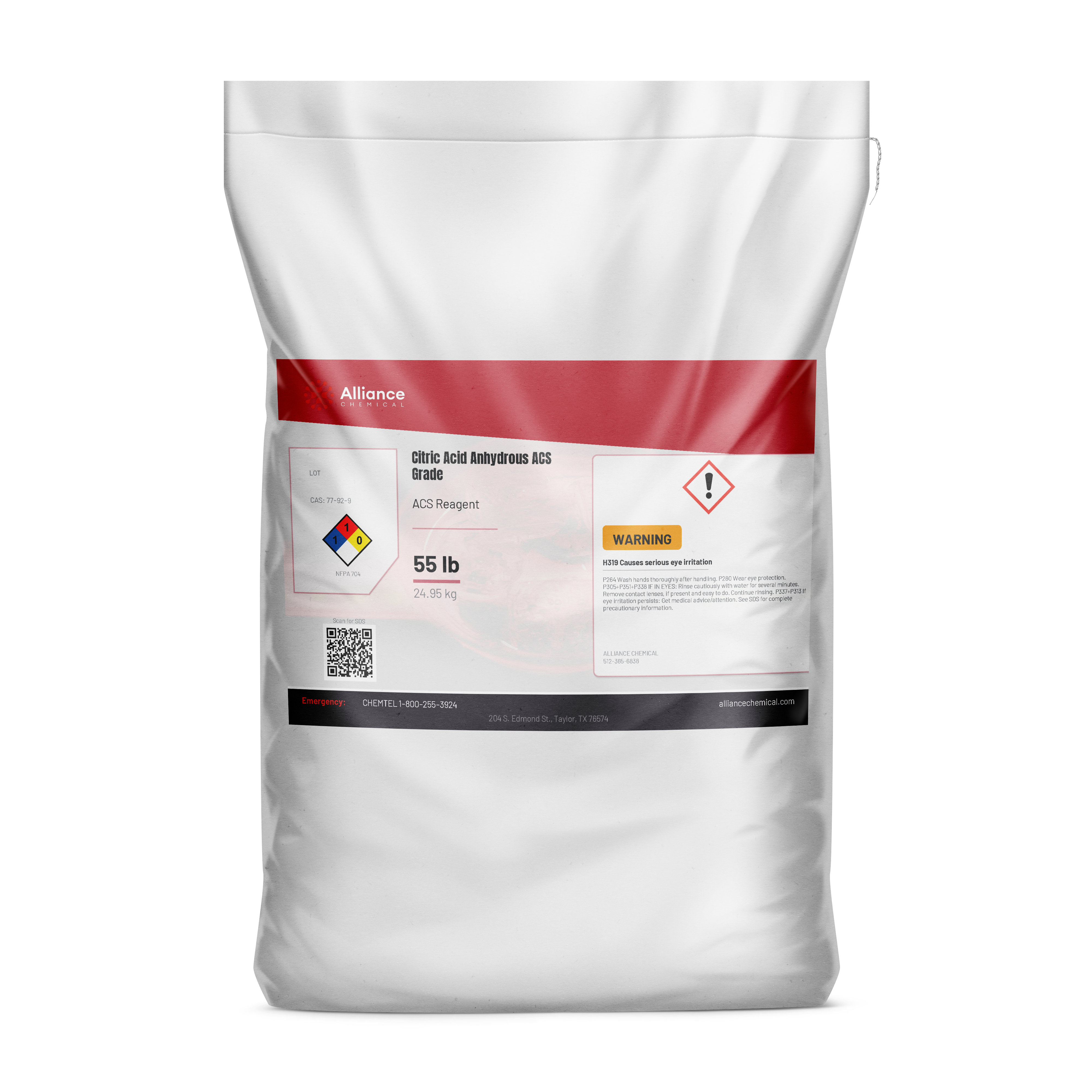 Citric Acid Anhydrous - ACS Reagent Grade - 55 Lbs.