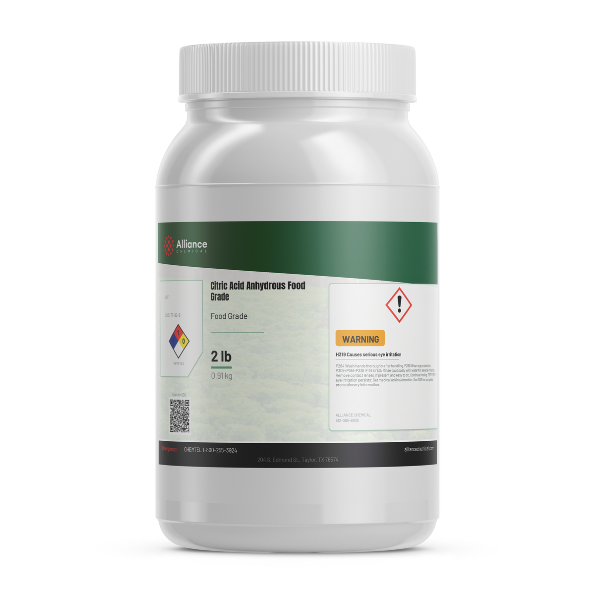 Citric Acid Anhydrous - Food Grade - 2 lbs.