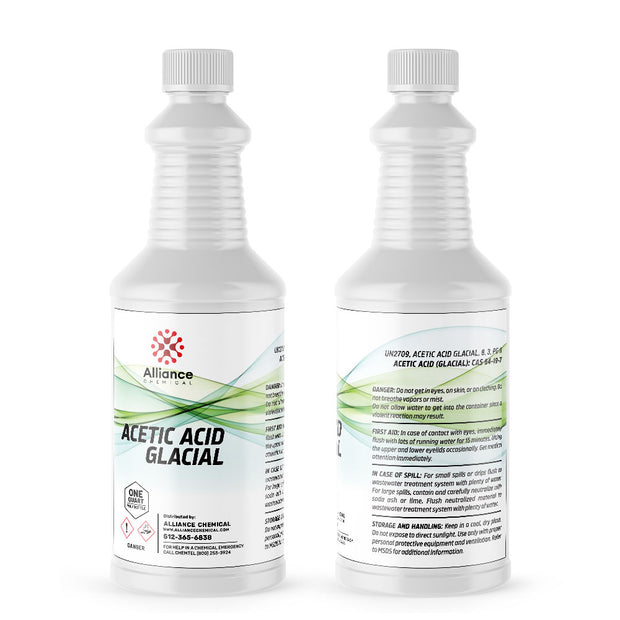 2-quart HDPE bottle of glacial acetic acid by Alliance Chemical