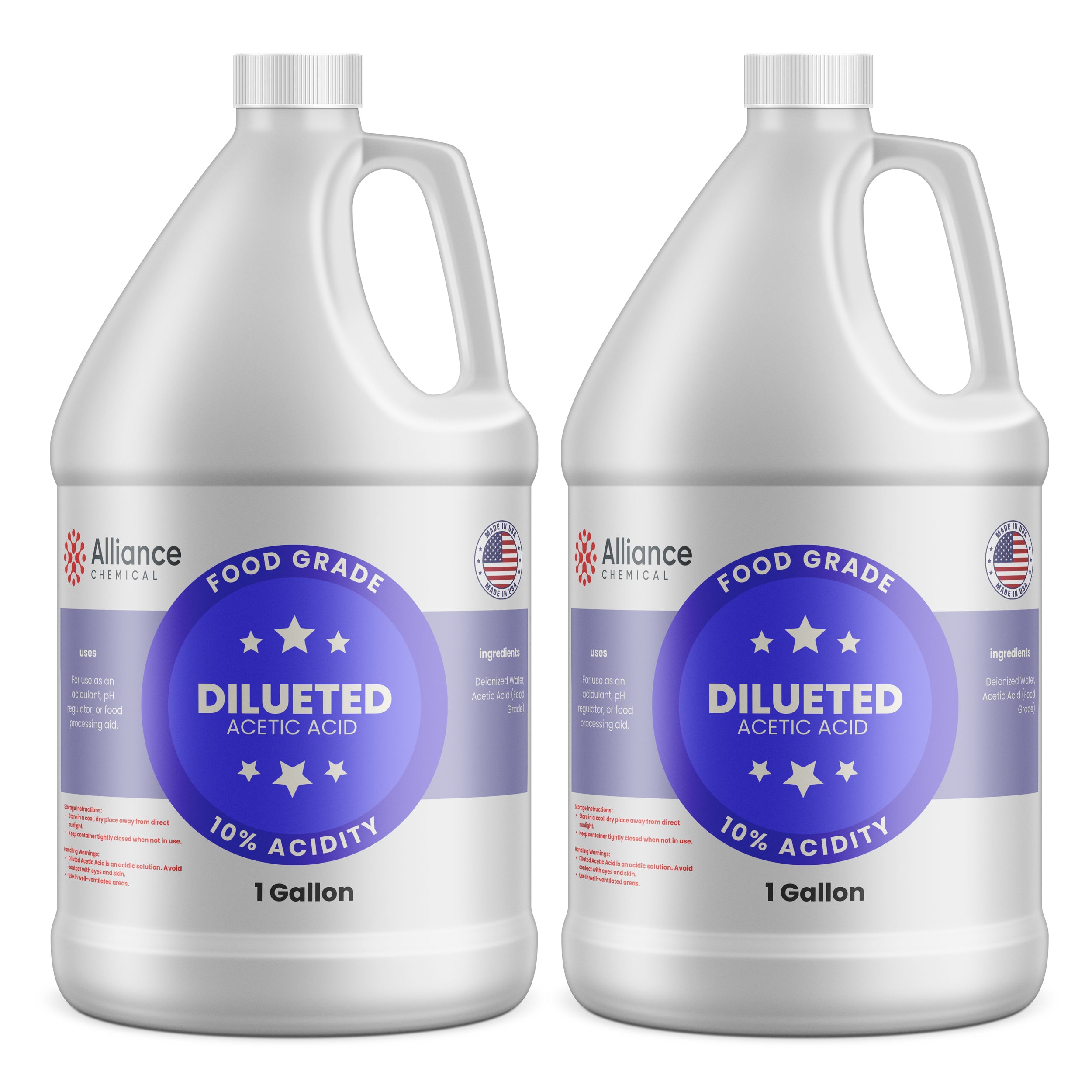 Alliance Chemical 10% diluted acetic acid food grade in two 1-gallon plastic jugs with handle