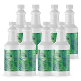 Eight 1-quart plastic bottles of Alliance Chemical Acetic Acid Glacial - Food Grade with white caps and product labels