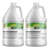 2-gallon set of technical-grade acetone in HDPE jugs, UN1090 classified, flammability rating 3, Alliance Chemical branded