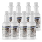 Seven 1-quart HDPE jugs of Alliance Chemical Aluminum Sulfate 50% with white screw caps and product label