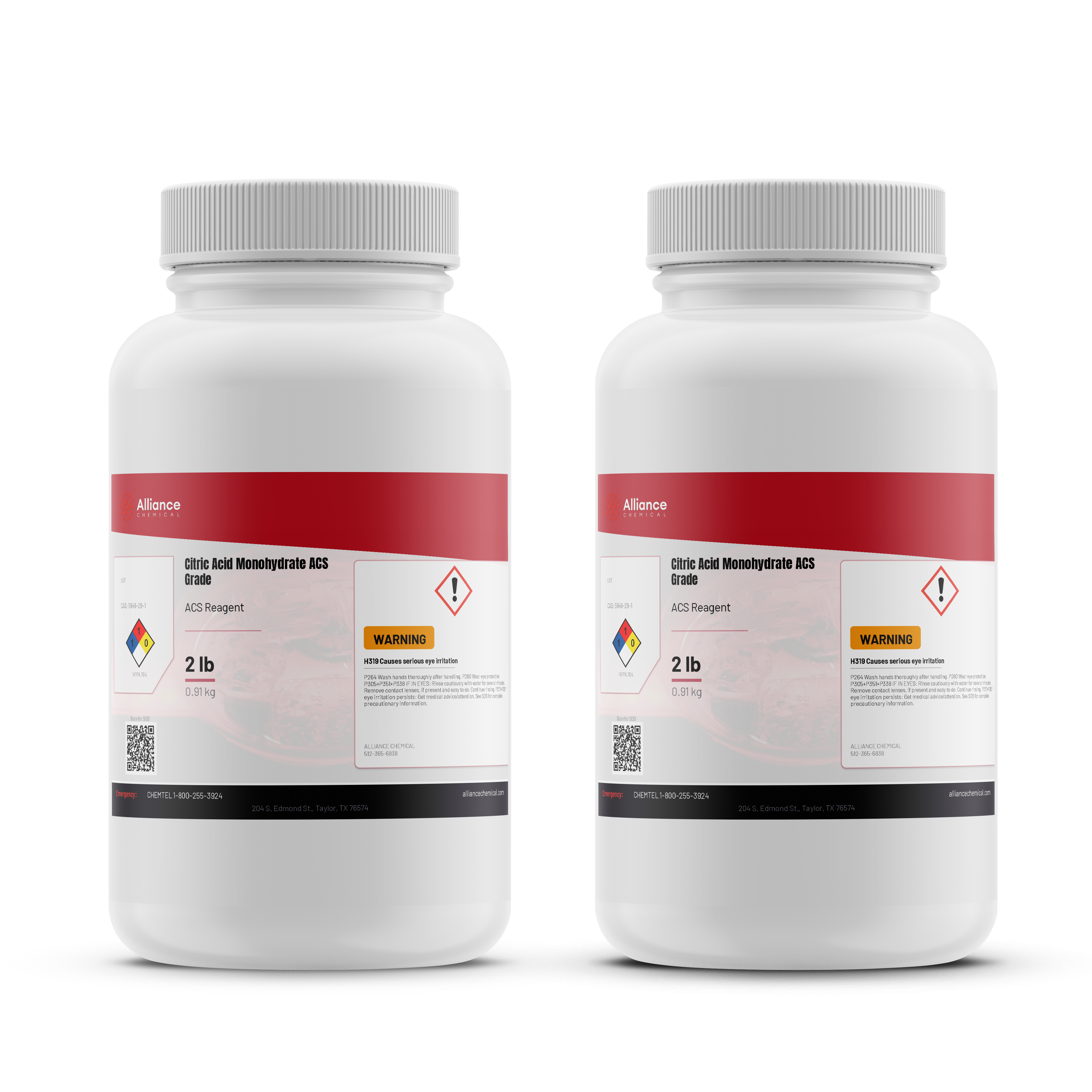 Citric Acid Monohydrate - ACS Reagent Grade - 2 lbs. / 2 Pack (4 lbs.)