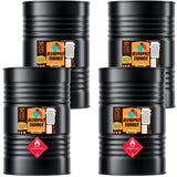 Four 55-gallon steel drums of Alliance Chemical Blendpro - Professional Paint Thinning Solution with labels.