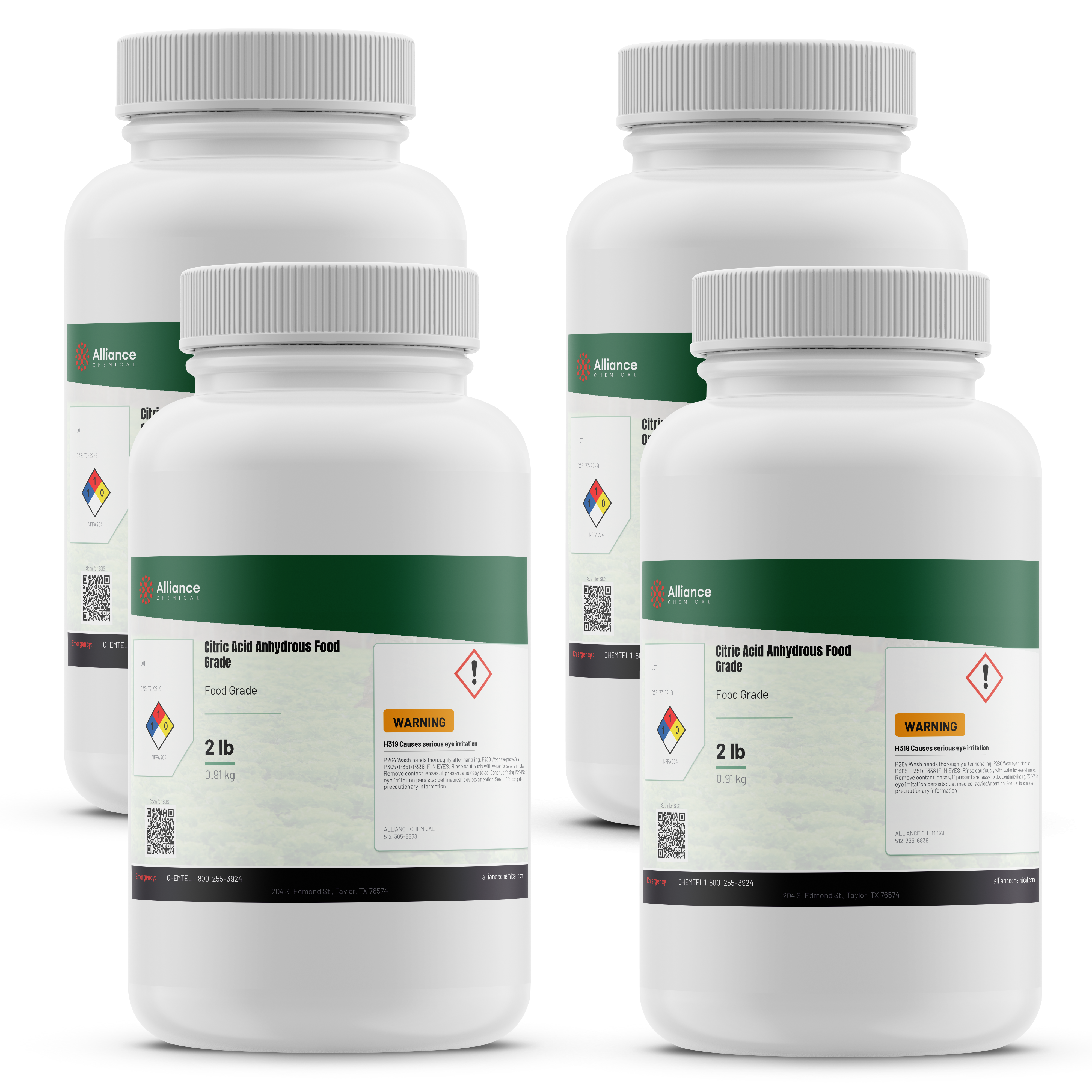 Citric Acid Anhydrous - Food Grade - 2 lbs. / 4 Pack (8 lbs.)