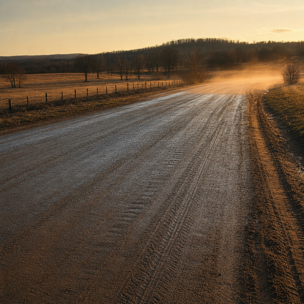 Calcium chloride dust suppression treatment on a rural dirt road — Alliance Chemical