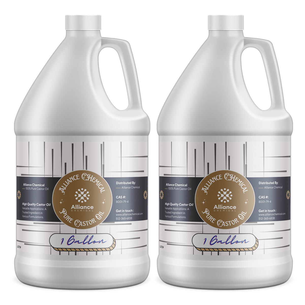 Alliance Chemical Pure Castor Oil, 2-pack of 1-gallon HDPE jugs