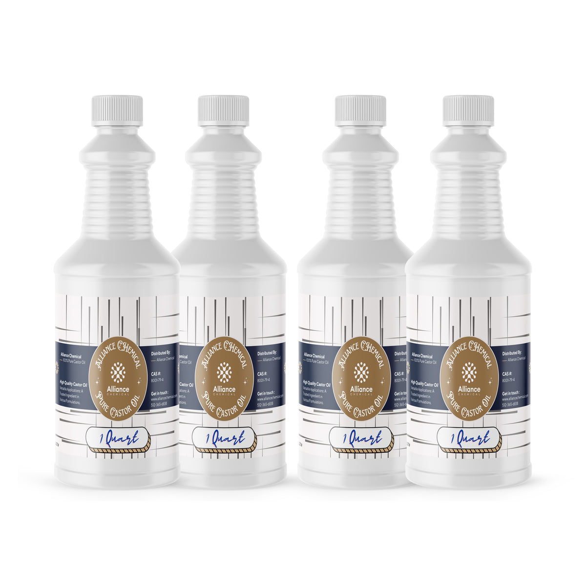 Alliance Chemical Pure Castor Oil, 4-pack of 1-quart HDPE bottles