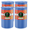 55-gallon blue HDPE drums of ACS-grade pure castor oil by Alliance Chemical, featuring orange labels with CAS identification and secure white caps.