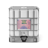 One 275-gallon Alliance Chemical Citric Acid 25% Solution tote with a metal cage and spigot.