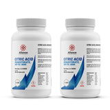 Alliance Chemical 2-lb bottles of USP/FCC grade Citric Acid Monohydrate, HDPE containers with warning symbol, 99.8% assay