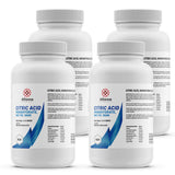 5-pound bottles of USP/FCC grade Citric Acid Monohydrate by Alliance Chemical in HDPE containers, 4-pack