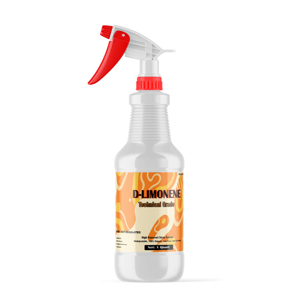 1 Quart plastic bottle of Alliance Chemical D-Limonene Technical Grade with a red and white spray nozzle.