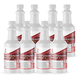 Six 1-quart plastic bottles of Alliance Chemical Denatured Alcohol 200 Proof 3C with white caps and product labels.
