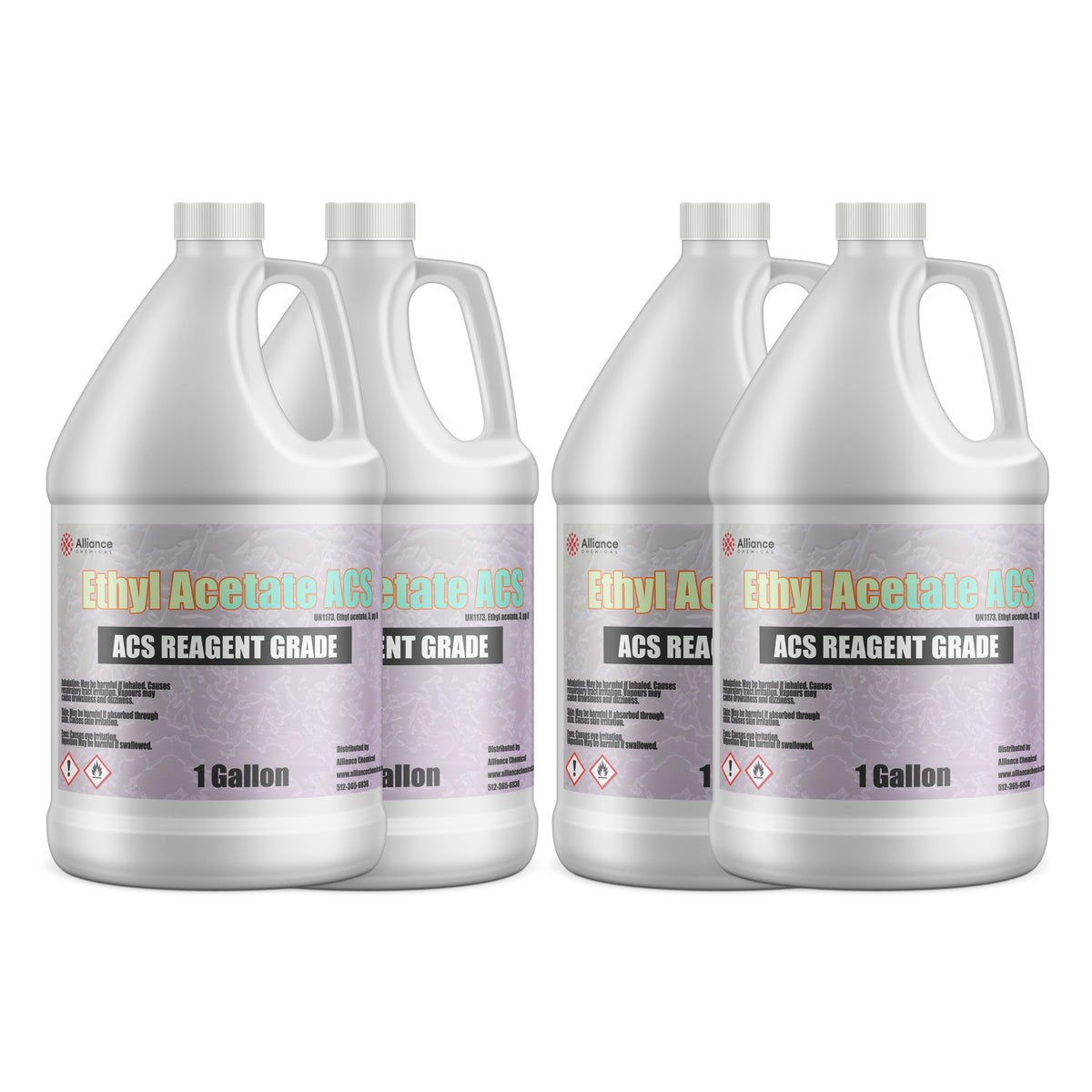 4x1-gallon Ethyl Acetate ACS Reagent Grade in HDPE containers Alliance Chemical branded labels