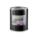 5-gallon black steel drum of ACS Reagent Grade Ethyl Acetate with Alliance Chemical label, flammable and irritant, metallic