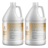 2-gallon HDPE jugs of 100% ACS Grade Ethylene Glycol by Alliance Chemical GHS hazard symbol, and white ribbed caps