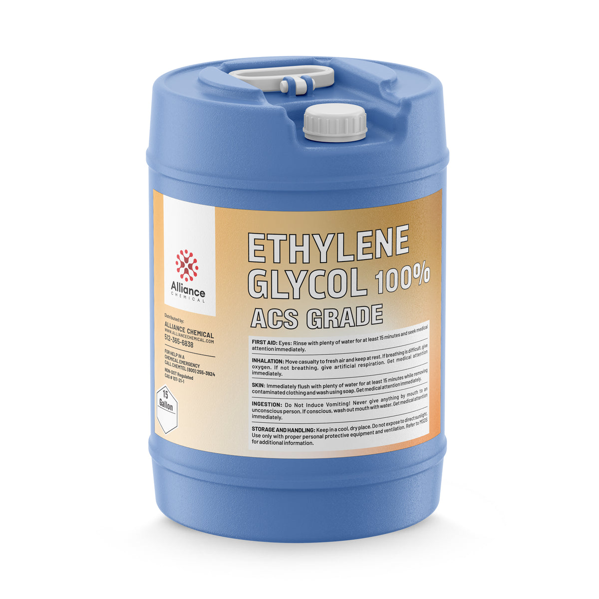 5-gallon HDPE carboy of 100% ACS-grade ethylene glycol by Alliance Chemical