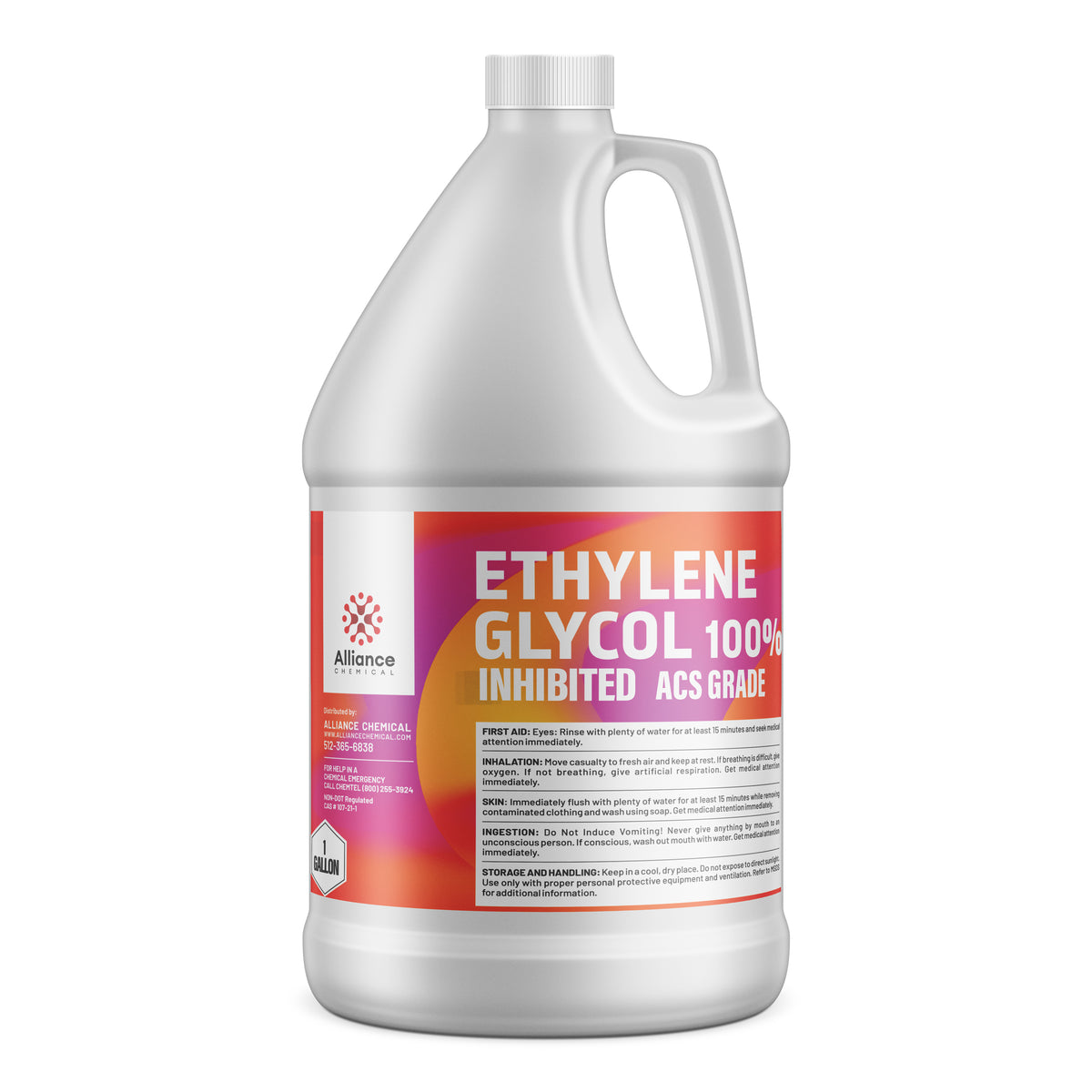 One-gallon HDPE bottle of 100% Ethylene Glycol Inhibited ACS Grade by Alliance Chemical
