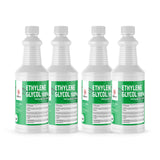 4x1-quart Ethylene Glycol 100% Semiconductor Grade bottles with HDPE containers, green labels, Alliance Chemical branding
