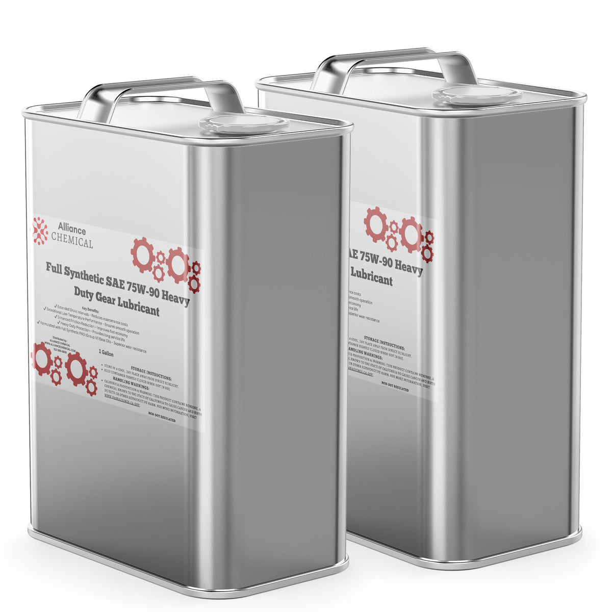 Alliance Chemical full synthetic SAE 75W-90 heavy duty gear lubricant in silver 1-gallon metal canister