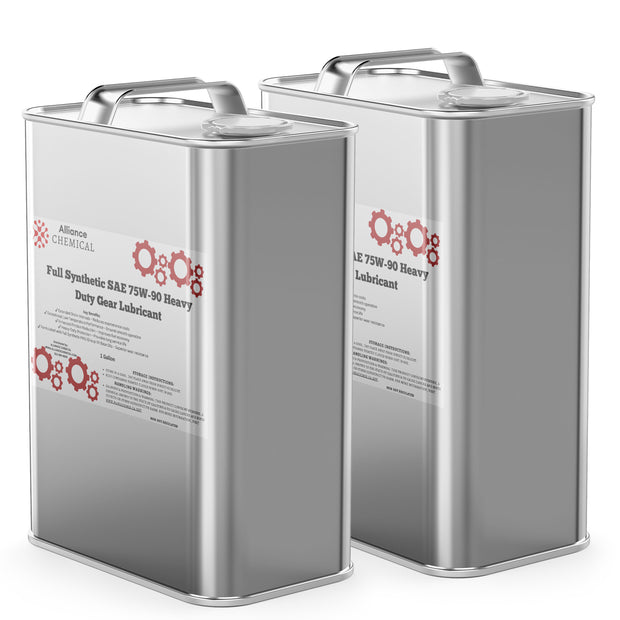 Alliance Chemical full synthetic SAE 75W-90 heavy duty gear lubricant in silver 1-gallon metal canister