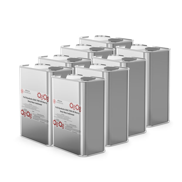 Alliance Chemical full synthetic SAE 75W-90 heavy duty gear lubricant in silver 1-gallon steel canister
