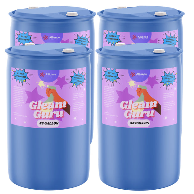 4x55-gallon HDPE drums of Gleam Guru extra-strength ammonia cleaning solution, Alliance Chemical brand