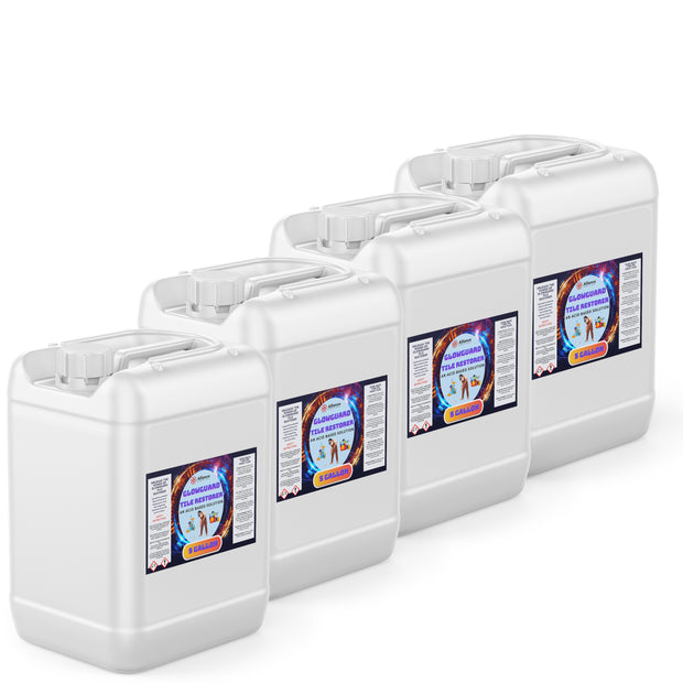 Four 5-gallon HDPE jugs of Alliance Chemical Glowguard Tile Restorer with white caps, handles, and product labels